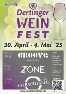 Dertinger Weinfest 2025 von 30.4. bis 4.5.2025 - Plakat