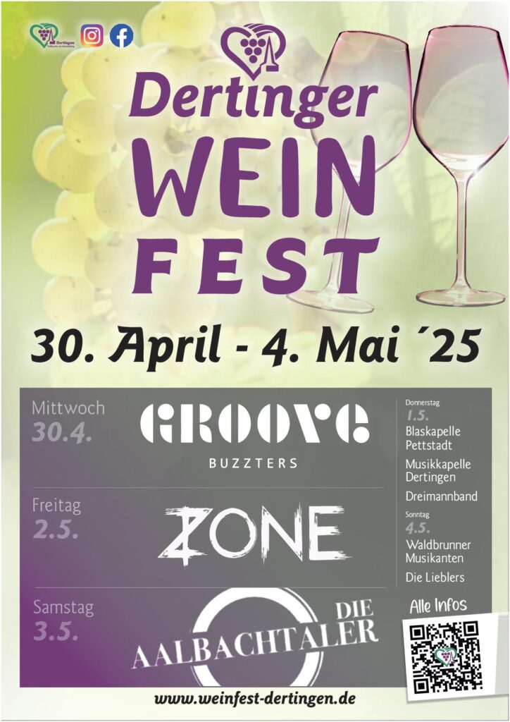 Dertinger Weinfest 2025 von 30.4. bis 4.5.2025 - Plakat